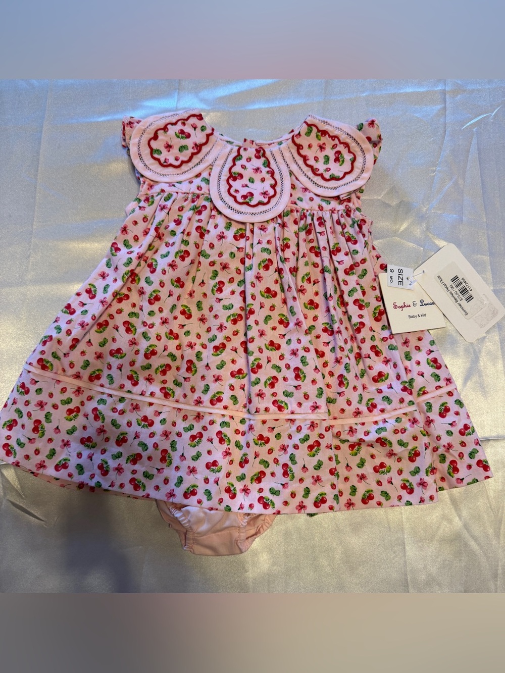 NWT Sophie & Lucas Pink Summer Berries Cherry Float Smocked Toddler Dress Set